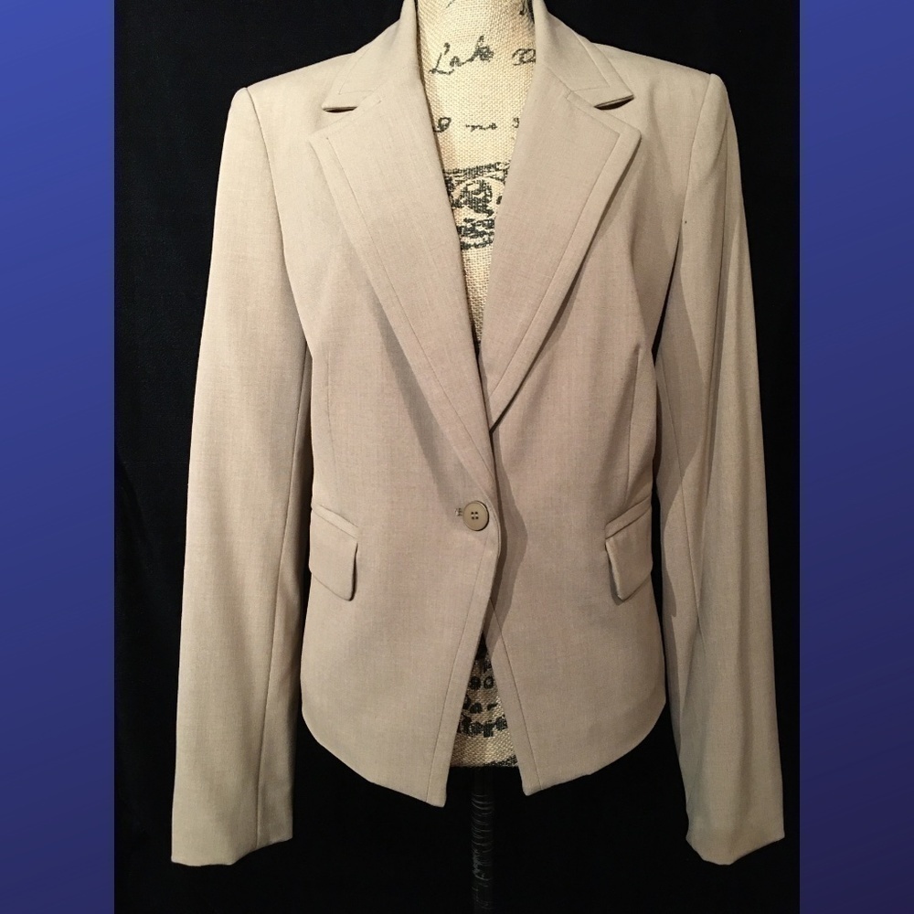 𝅺new YORK & COMPANY STRETCH Career Blazer Jacket, TAN, NWOT, Size 14